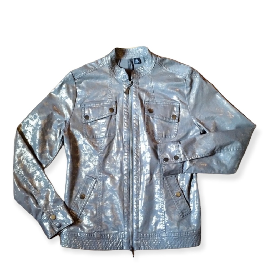 ISDA & CO Jacket Racer Moto Metallic Gold & Army Green Womens Small